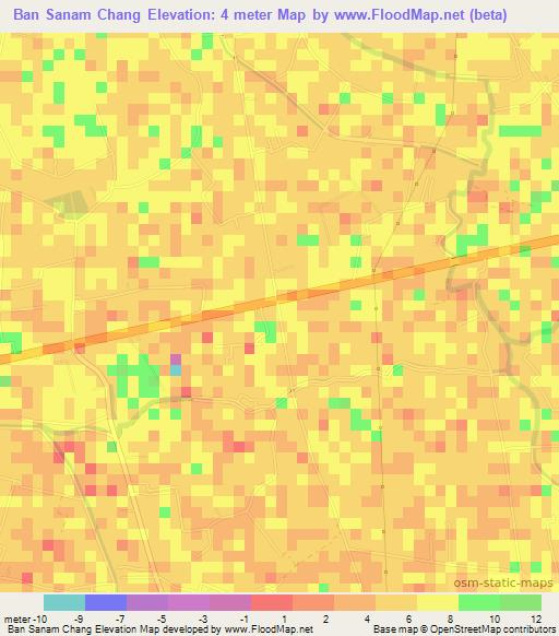 Ban Sanam Chang,Thailand Elevation Map