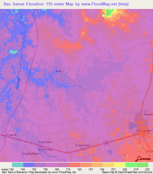 Ban Samut,Thailand Elevation Map