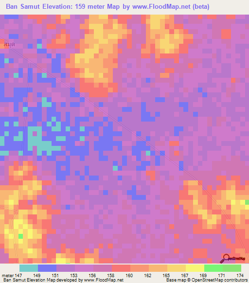 Ban Samut,Thailand Elevation Map