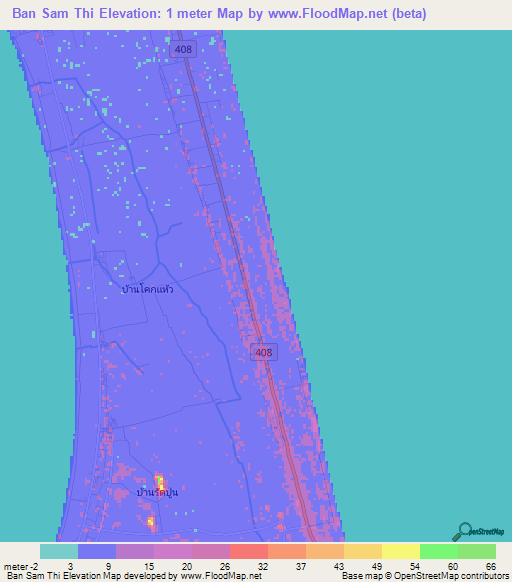 Ban Sam Thi,Thailand Elevation Map