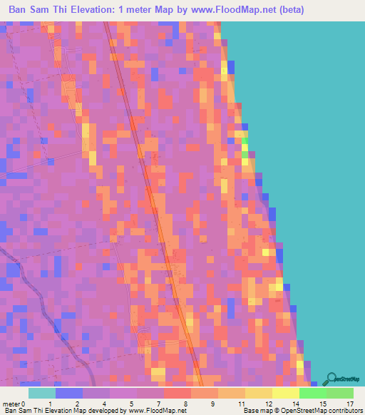 Ban Sam Thi,Thailand Elevation Map