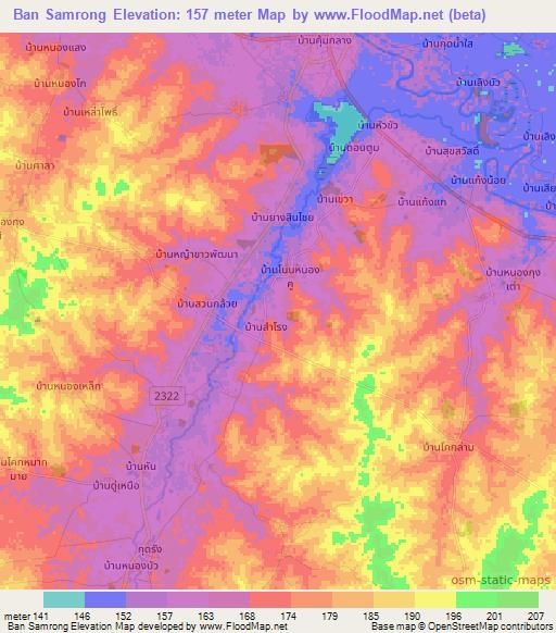 Ban Samrong,Thailand Elevation Map