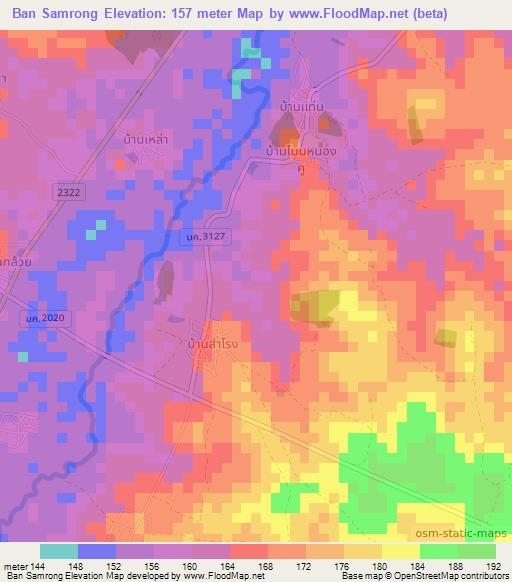 Ban Samrong,Thailand Elevation Map