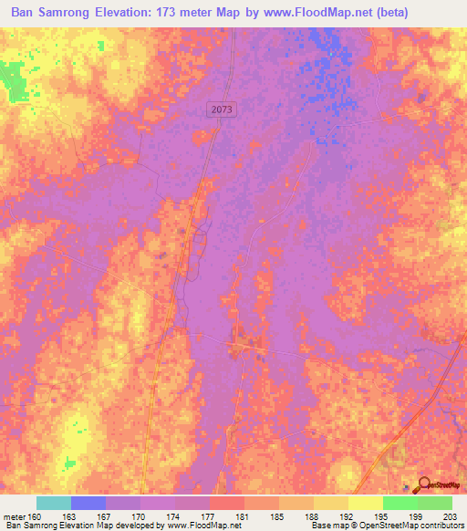 Ban Samrong,Thailand Elevation Map