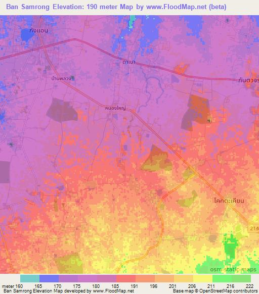 Ban Samrong,Thailand Elevation Map