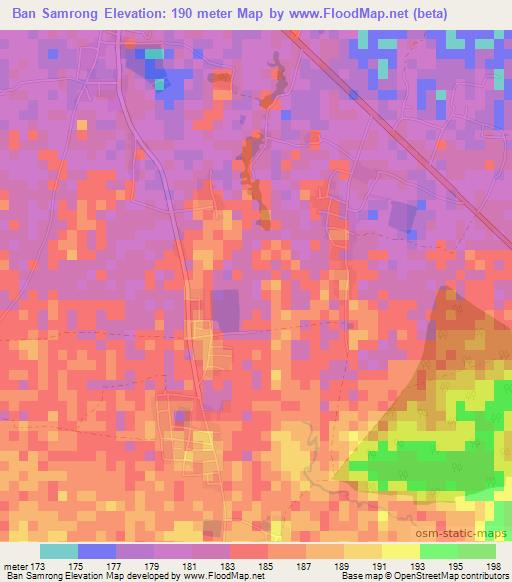 Ban Samrong,Thailand Elevation Map