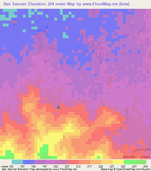 Ban Samran,Thailand Elevation Map