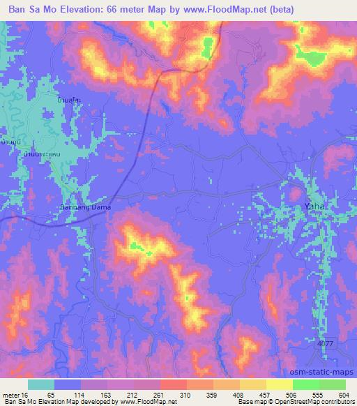 Ban Sa Mo,Thailand Elevation Map