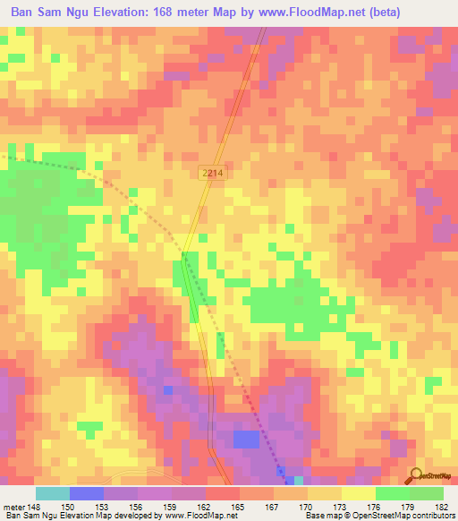Ban Sam Ngu,Thailand Elevation Map