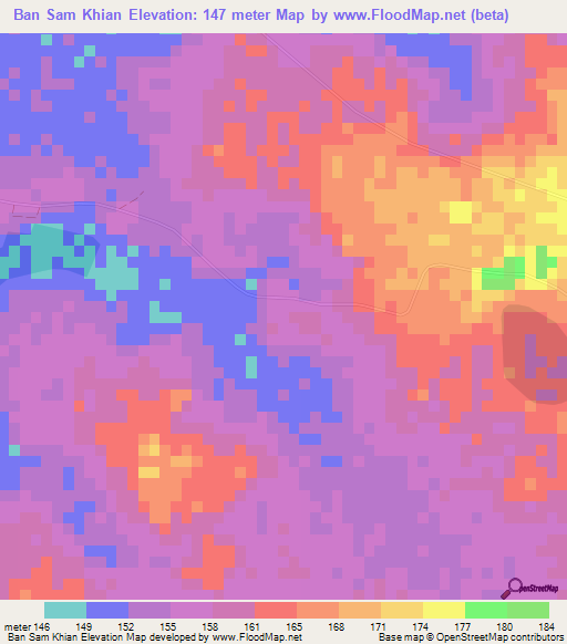 Ban Sam Khian,Thailand Elevation Map