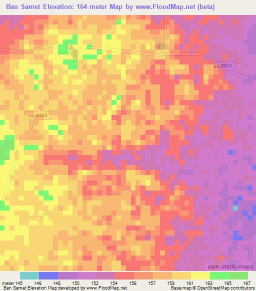 Ban Samet,Thailand Elevation Map