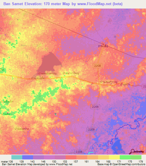 Ban Samet,Thailand Elevation Map