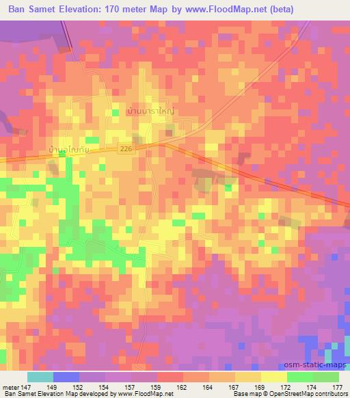 Ban Samet,Thailand Elevation Map