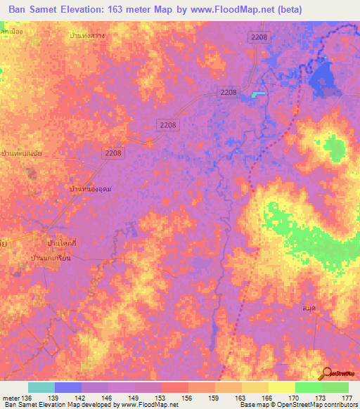 Ban Samet,Thailand Elevation Map