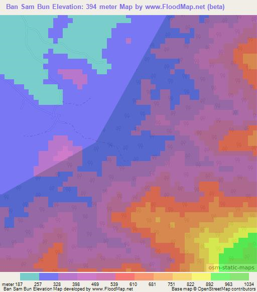 Ban Sam Bun,Thailand Elevation Map