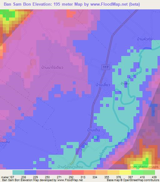 Ban Sam Bon,Thailand Elevation Map