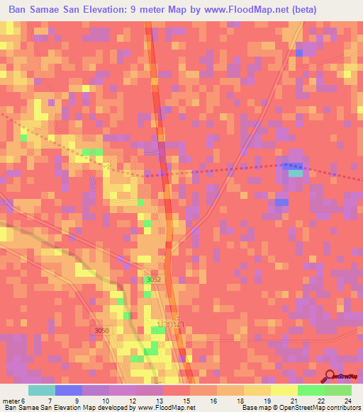 Ban Samae San,Thailand Elevation Map
