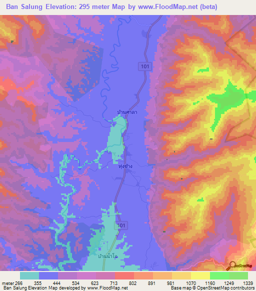 Ban Salung,Thailand Elevation Map