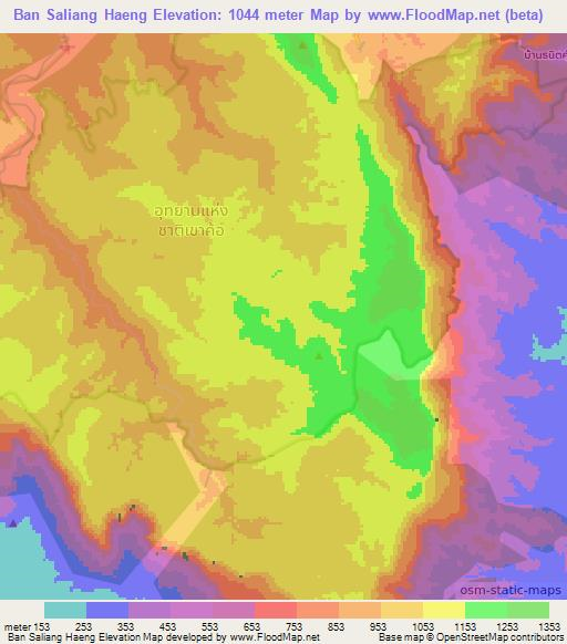 Ban Saliang Haeng,Thailand Elevation Map