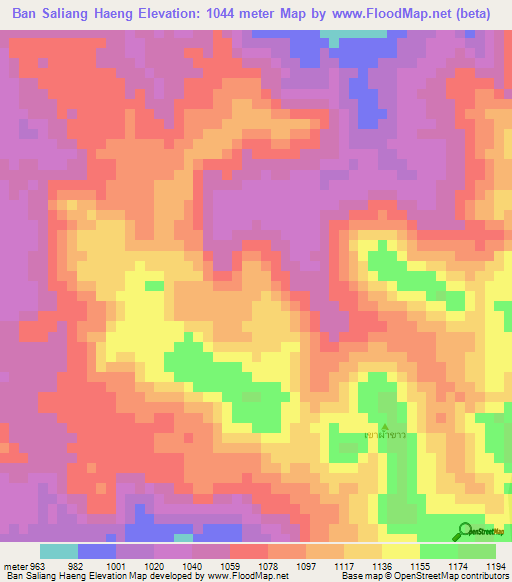 Ban Saliang Haeng,Thailand Elevation Map