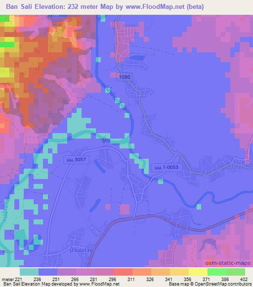 Ban Sali,Thailand Elevation Map