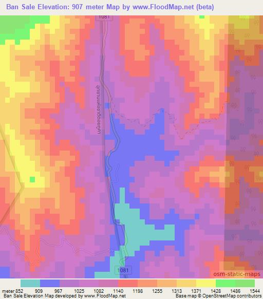Ban Sale,Thailand Elevation Map
