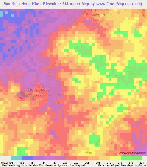 Ban Sala Nong Khon,Thailand Elevation Map