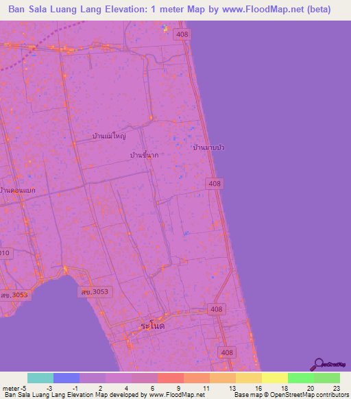 Ban Sala Luang Lang,Thailand Elevation Map
