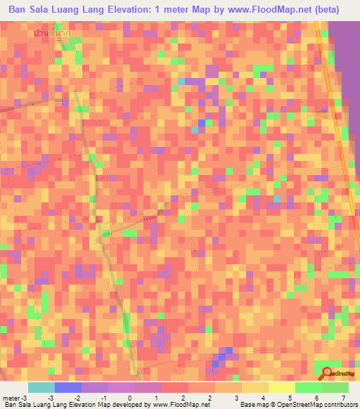 Ban Sala Luang Lang,Thailand Elevation Map