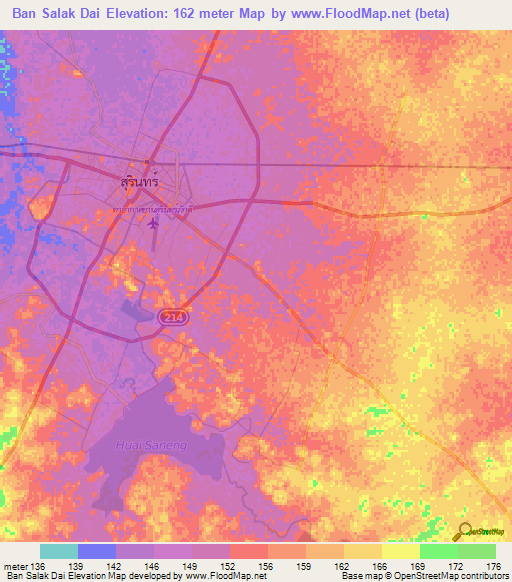 Ban Salak Dai,Thailand Elevation Map