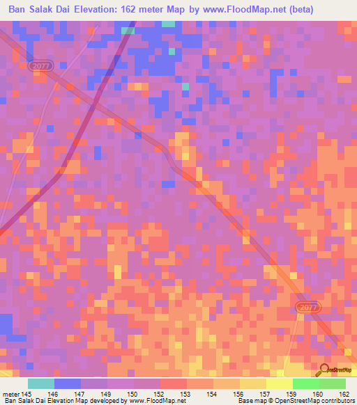 Ban Salak Dai,Thailand Elevation Map