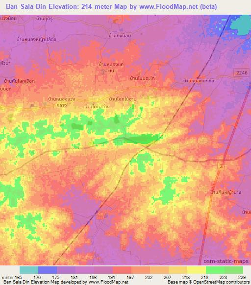 Ban Sala Din,Thailand Elevation Map