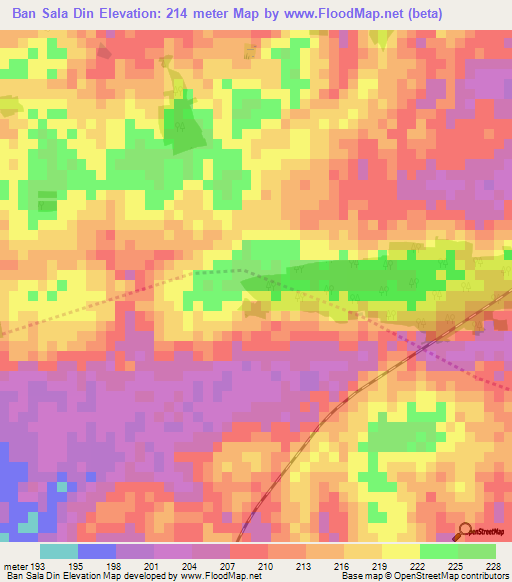 Ban Sala Din,Thailand Elevation Map