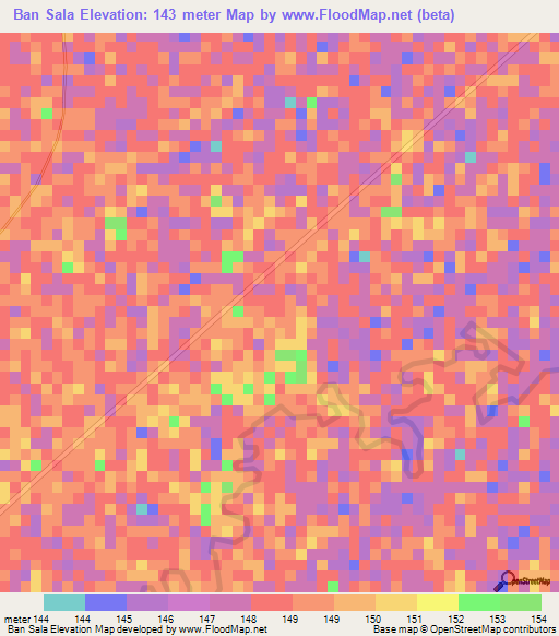 Ban Sala,Thailand Elevation Map