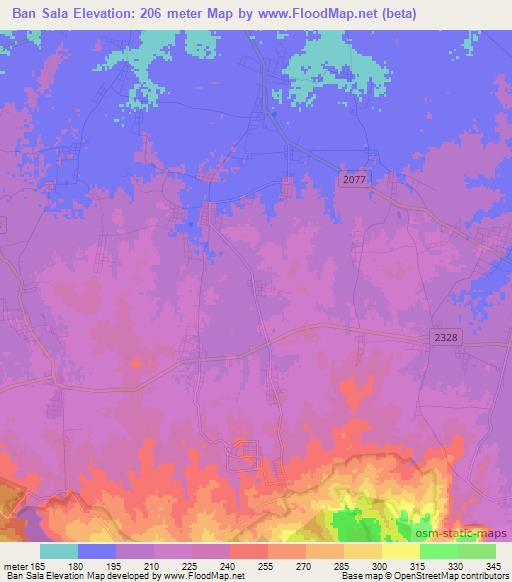 Ban Sala,Thailand Elevation Map