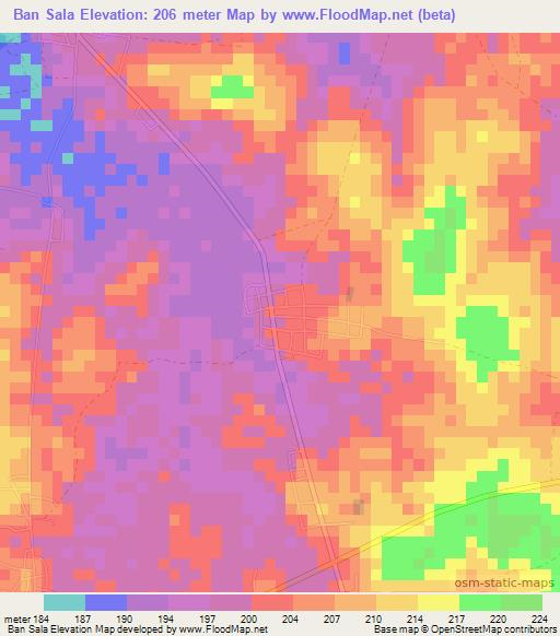 Ban Sala,Thailand Elevation Map