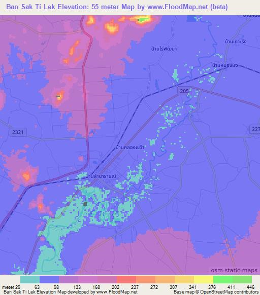 Ban Sak Ti Lek,Thailand Elevation Map