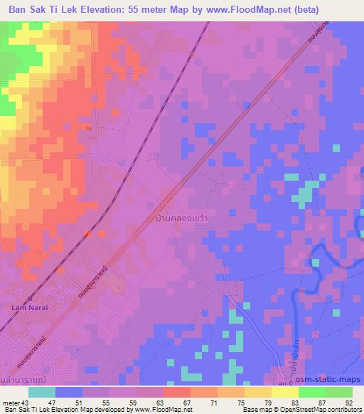 Ban Sak Ti Lek,Thailand Elevation Map