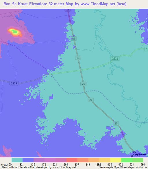 Ban Sa Kruat,Thailand Elevation Map