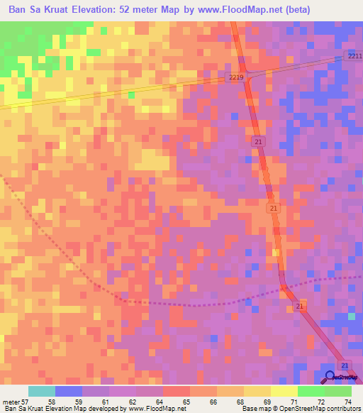 Ban Sa Kruat,Thailand Elevation Map