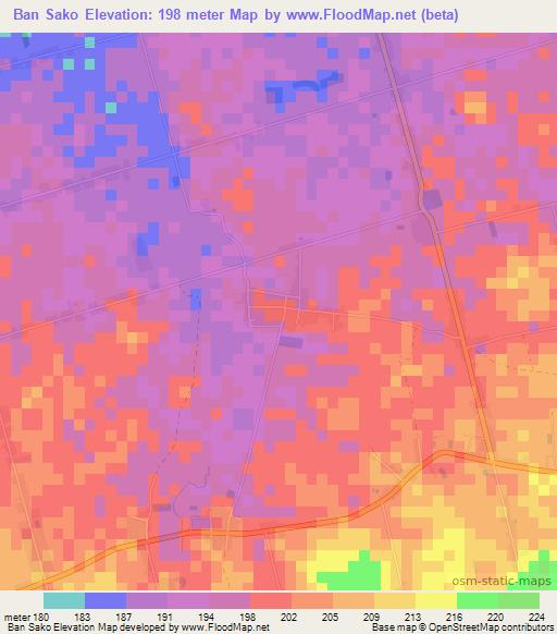 Ban Sako,Thailand Elevation Map