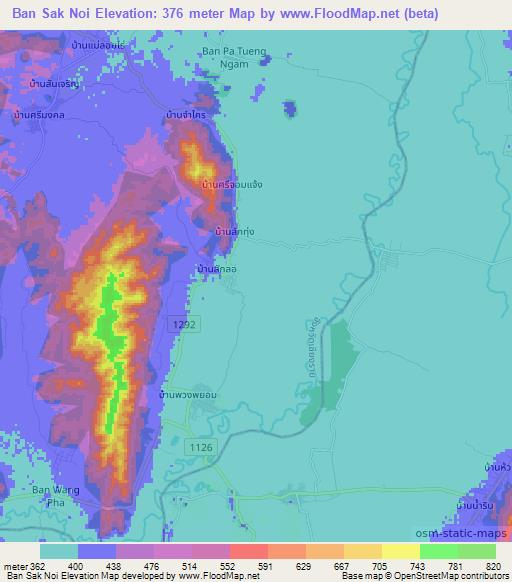 Ban Sak Noi,Thailand Elevation Map