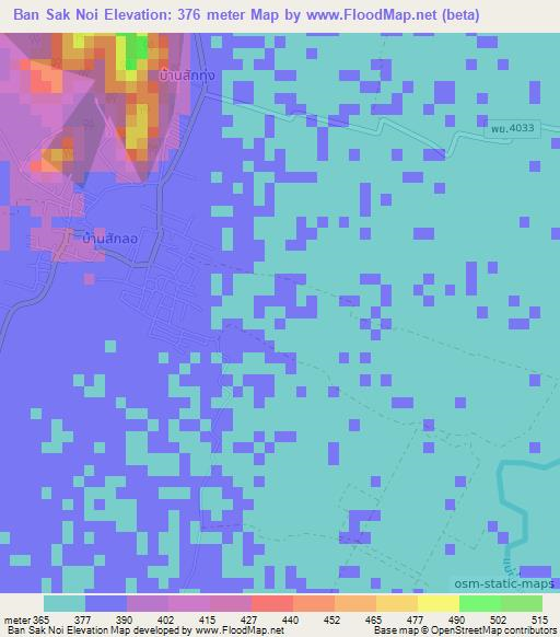Ban Sak Noi,Thailand Elevation Map