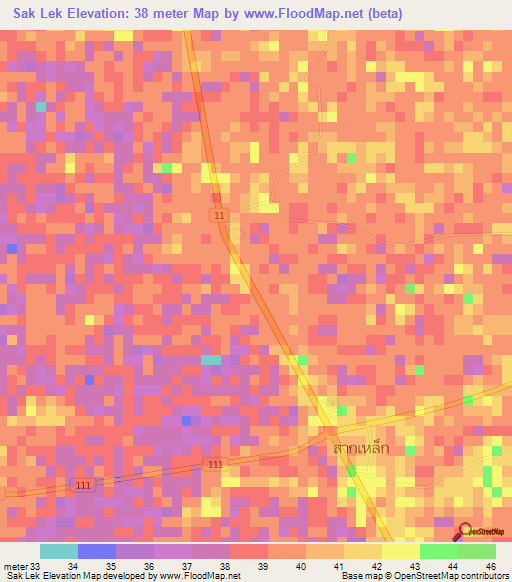 Sak Lek,Thailand Elevation Map