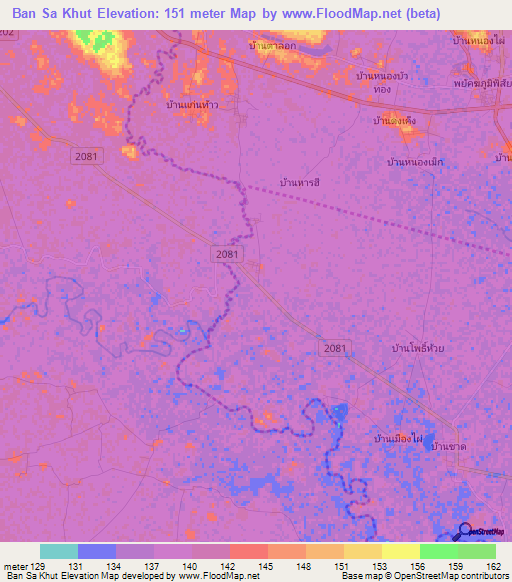 Ban Sa Khut,Thailand Elevation Map