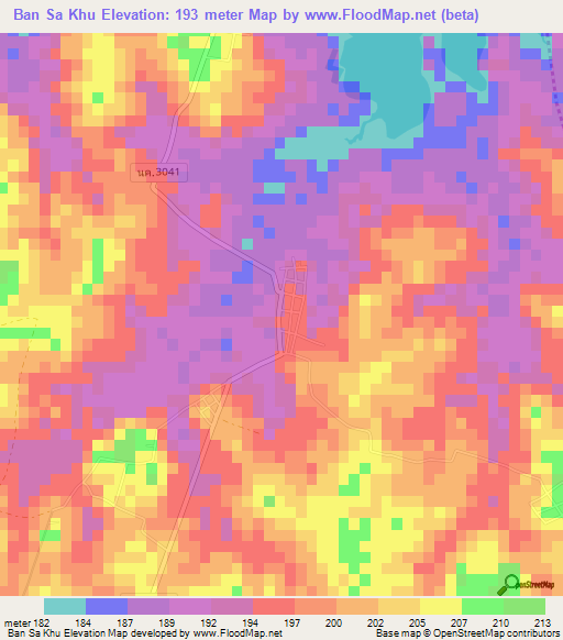 Ban Sa Khu,Thailand Elevation Map