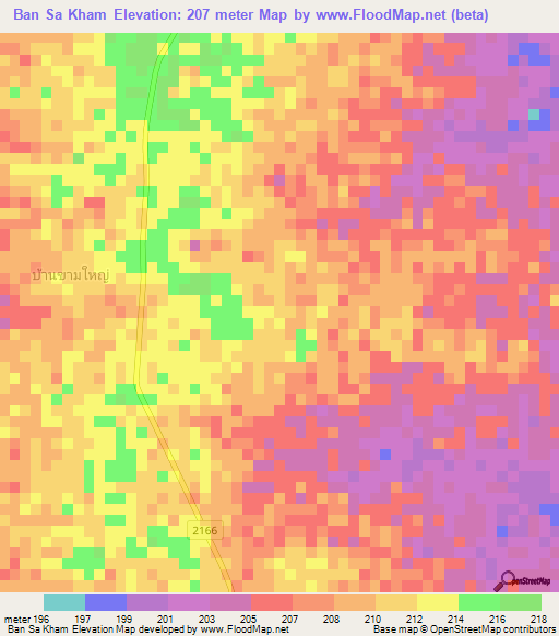 Ban Sa Kham,Thailand Elevation Map