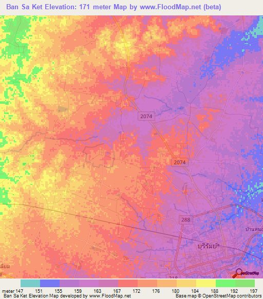 Ban Sa Ket,Thailand Elevation Map