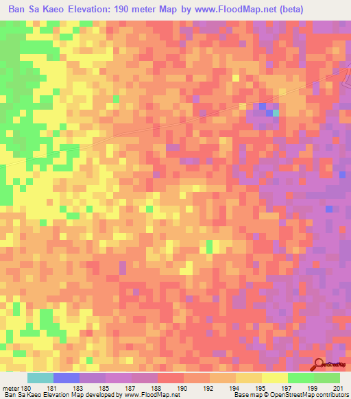 Ban Sa Kaeo,Thailand Elevation Map