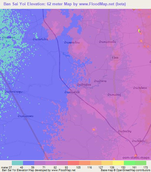 Ban Sai Yoi,Thailand Elevation Map
